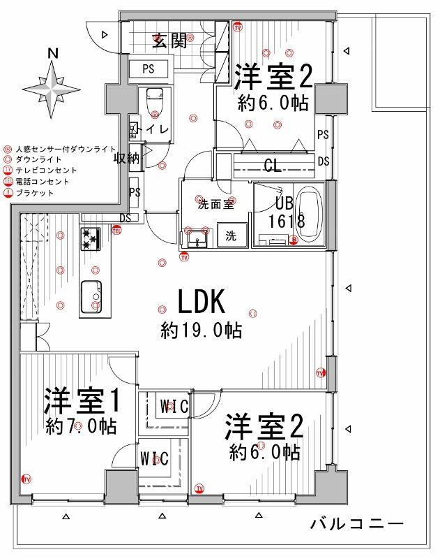 Floor plan. 3LDK, Price 44,900,000 yen, Occupied area 87.48 sq m , Floor select possible on the balcony area 22.83 sq m 2LDKor3LDK Free