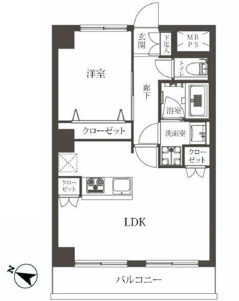 Floor plan. 1LDK, Price 23.8 million yen, Occupied area 41.87 sq m , Good Floor balcony area 5.99 sq m usability
