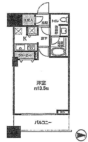 Floor plan. 1K, Price 39,900,000 yen, Occupied area 37.45 sq m , Balcony area 6.48 sq m studio type (37.45 sq m)