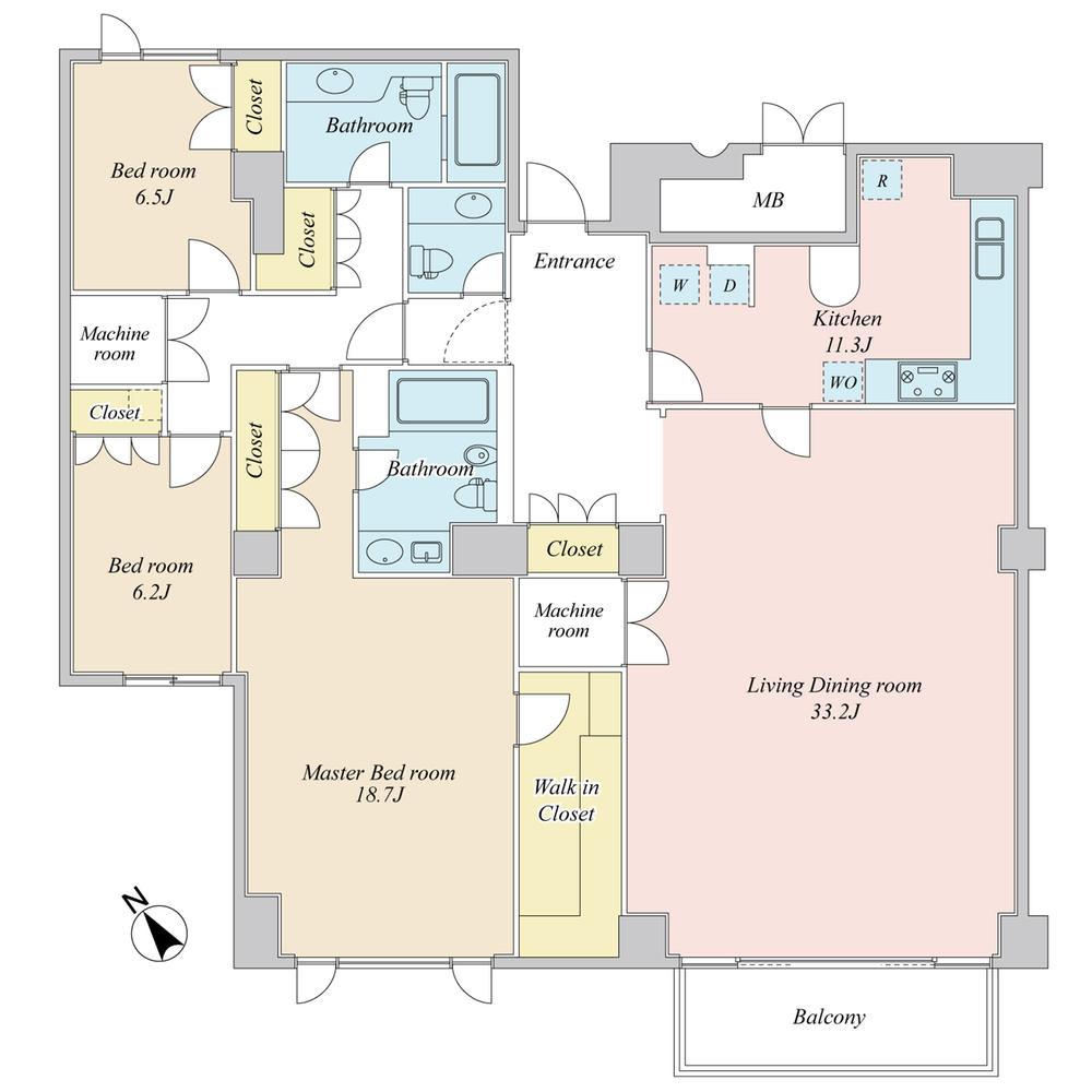 Floor plan. 3LDK, Price 152 million yen, Footprint 184.54 sq m , Balcony area 7.92 sq m