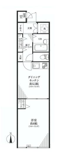 Floor plan. 1DK, Price 15.8 million yen, Occupied area 32.91 sq m