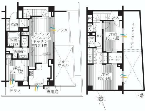 Floor plan. 3LDK, Price 64,800,000 yen, Occupied area 97.66 sq m