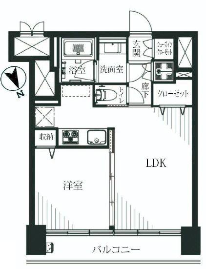 Floor plan. 1LDK, Price 22,800,000 yen, Occupied area 43.71 sq m , Balcony area 6.03 sq m