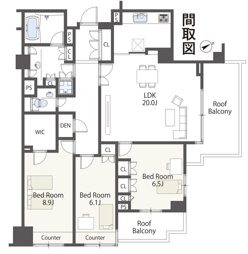 Floor plan. 3LDK, Price 99,800,000 yen, Occupied area 97.41 sq m