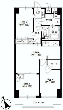 Floor plan. 3LDK, Price 36,900,000 yen, Occupied area 59.92 sq m , Balcony area 6.27 sq m