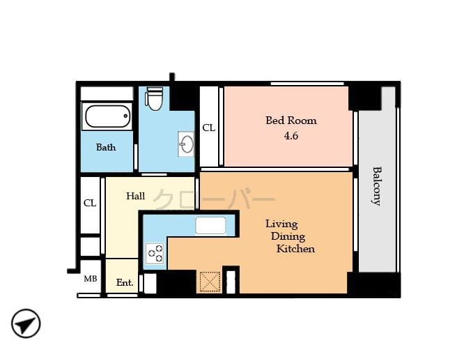 Floor plan. 1LDK, Price 28.8 million yen, Occupied area 35.84 sq m , Balcony area 5.2 sq m