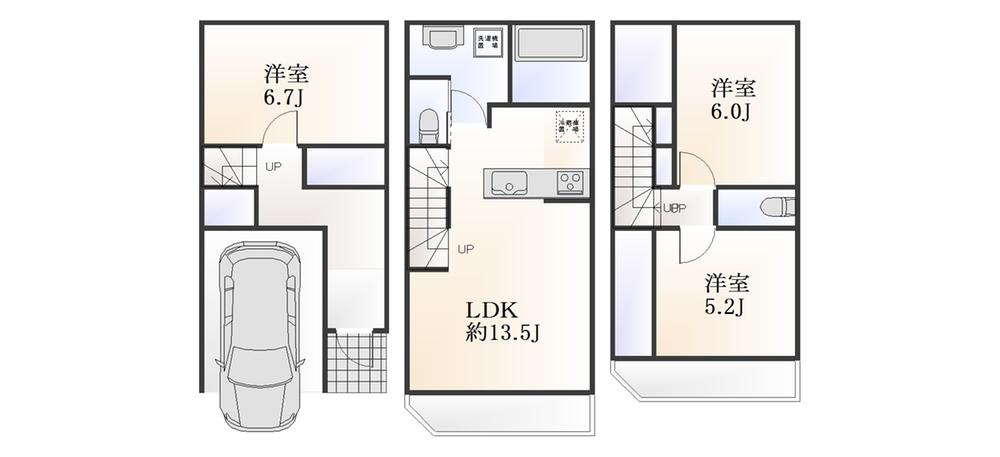 Floor plan. 56,800,000 yen, 3LDK, Land area 56.08 sq m , Building area 96.87 sq m