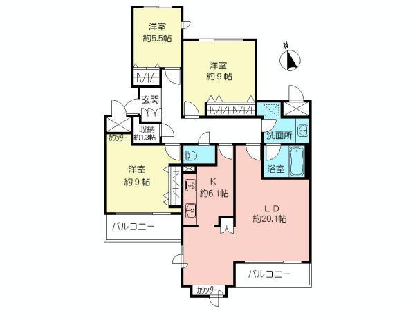 Floor plan. 3LDK, Price 74,900,000 yen, Footprint 116.05 sq m , Balcony area 11.22 sq m