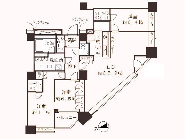Floor plan. 3LDK, Price 200 million 58.5 million yen, Footprint 129.45 sq m , Balcony area 4.72 sq m