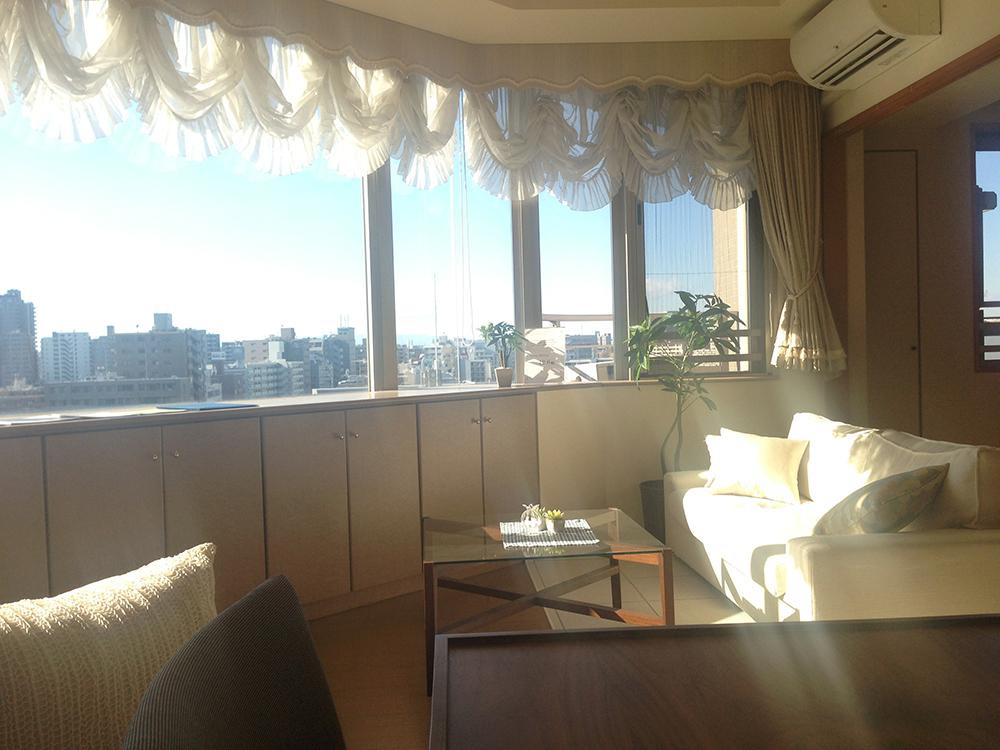 Living. Southwest angle dwelling unit where the light of the sun is plugged