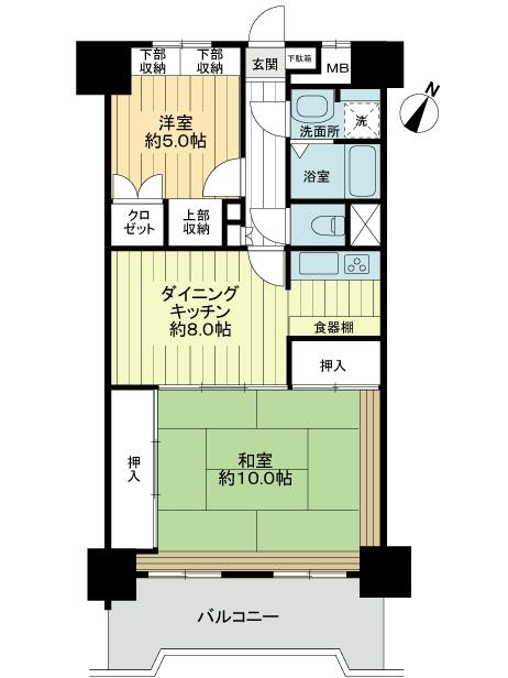 Floor plan. 2DK, Price 28.8 million yen, Occupied area 55.62 sq m , Balcony area 5.64 sq m