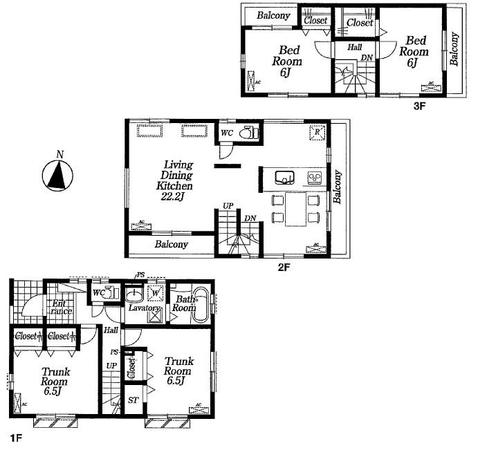 Floor plan. (4 Building), Price 72,800,000 yen, 4LDK, Land area 101.1 sq m , Building area 108.94 sq m