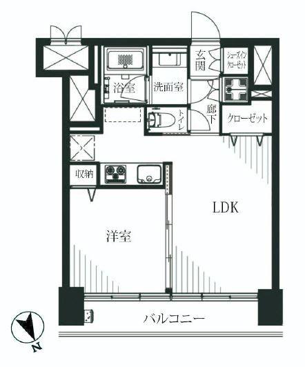 Floor plan. 1LDK, Price 22,800,000 yen, Occupied area 43.71 sq m , Good Floor balcony area 6.03 sq m usability