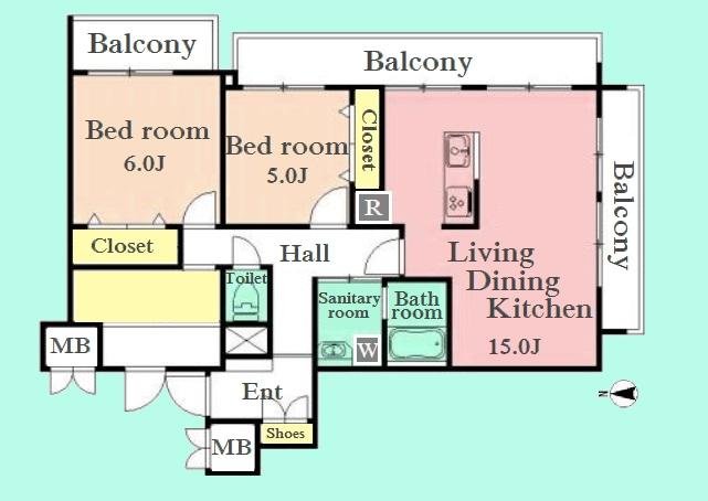 Floor plan. 2LDK + S (storeroom), Price 43,800,000 yen, Occupied area 71.58 sq m , Balcony area 15.85 sq m