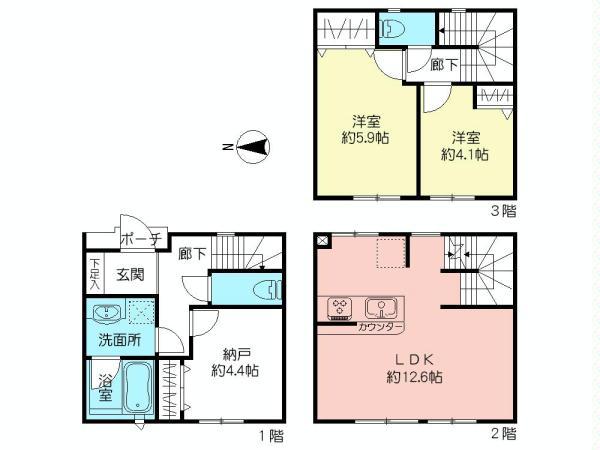 Floor plan. 43,500,000 yen, 2LDK + S (storeroom), Land area 380.81 sq m , Building area 73.78 sq m