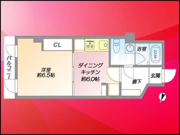 Floor plan. 1DK, Price 16,980,000 yen, Occupied area 31.02 sq m