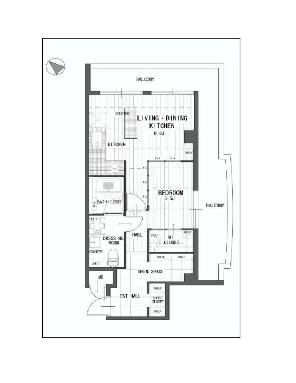Floor plan. 1LDK + S (storeroom), Price 29.5 million yen, Occupied area 40.58 sq m , Balcony area 16.07 sq m