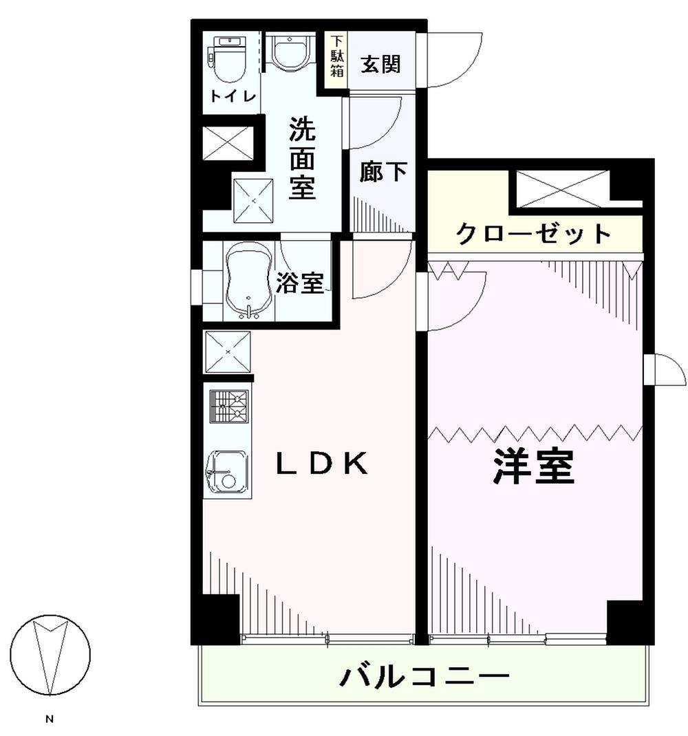 Floor plan. 1LDK, Price 29,800,000 yen, Occupied area 51.53 sq m , Balcony area 6.46 sq m
