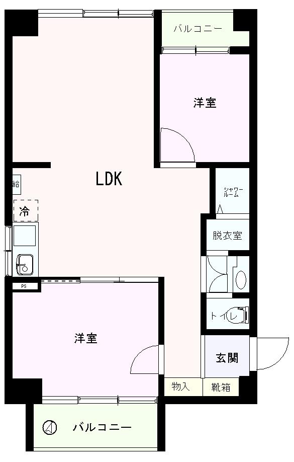 Floor plan. 2LDK, Price 25,800,000 yen, Occupied area 53.86 sq m , Balcony area 6.43 sq m
