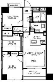 Floor plan. 2LDK + S (storeroom), Price 57,800,000 yen, Footprint 70.8 sq m , Balcony area 4.95 sq m