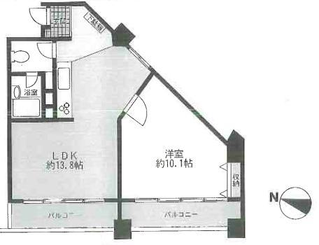 Floor plan. 1LDK, Price 25,800,000 yen, Occupied area 50.72 sq m , Balcony area 12.24 sq m