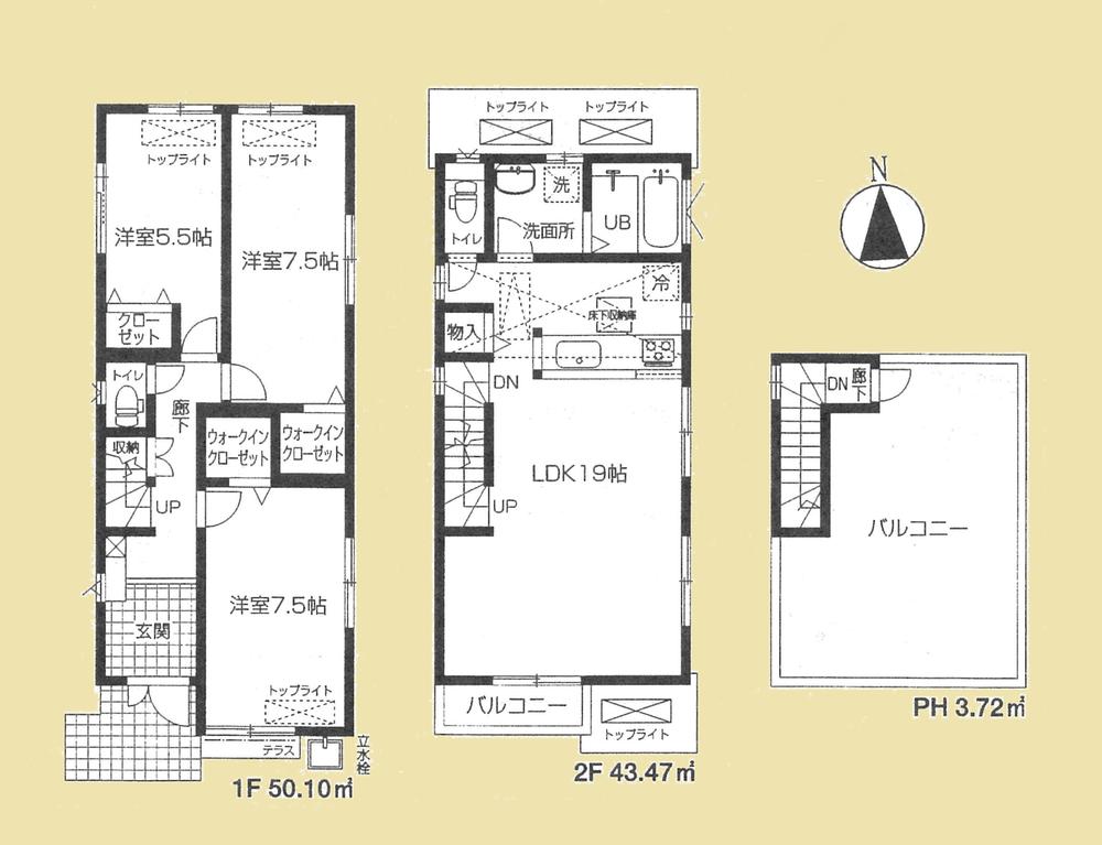 Floor plan. 62,800,000 yen, 3LDK, Land area 122.71 sq m , Building area 97.29 sq m