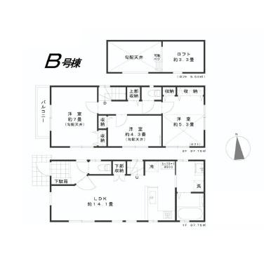 Floor plan. 53,800,000 yen, 3LDK, Land area 76.05 sq m , Building area 75.5 sq m