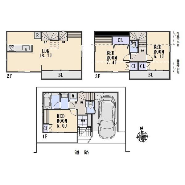 Compartment view + building plan example. Building plan example, Land price 37,900,000 yen, Land area 54.63 sq m , Building price 15.9 million yen, Building area 95.97 sq m