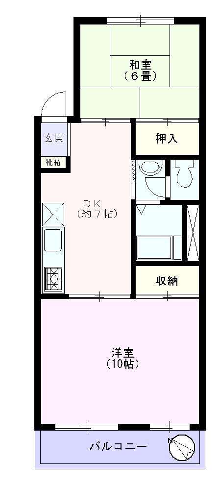 Floor plan. 2DK, Price 22,800,000 yen, Occupied area 48.73 sq m , Balcony area 4.7 sq m