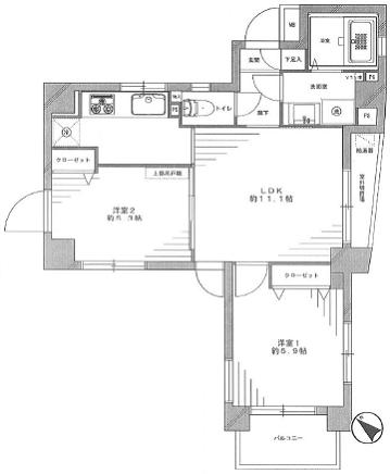 Floor plan. 2LDK, Price 41,800,000 yen, Occupied area 50.03 sq m , Balcony area 3.62 sq m