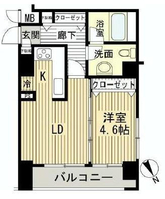 Floor plan. 1LDK, Price 28.8 million yen, Occupied area 35.84 sq m , Balcony area 5.2 sq m