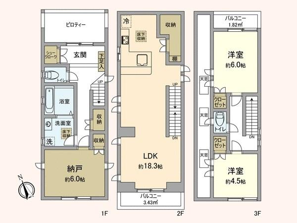 Floor plan. (B Building), Price 67800000 yen, 2LDK+S, Land area 70.55 sq m , Building area 93.97 sq m