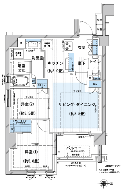 Floor: 2LDK + W, the occupied area: 49.63 sq m, Price: TBD