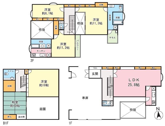 Floor plan. 223 million yen, 5LDK, Land area 202.8 sq m , Building area 239.78 sq m 5LDK + S