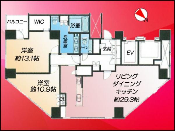 Floor plan. 2LDK, Price 79 million yen, The area occupied 124.2 sq m , Balcony area 6.06 sq m