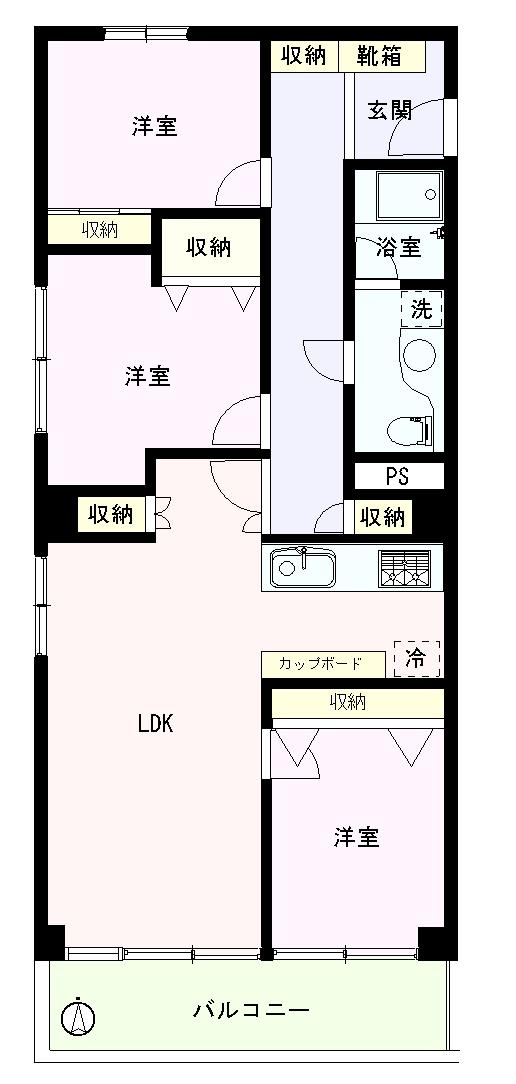 Floor plan. 3LDK, Price 42,800,000 yen, Occupied area 79.89 sq m