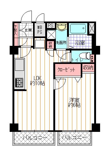 Floor plan. 1LDK, Price 19,800,000 yen, Occupied area 39.03 sq m , Balcony area 4.4 sq m