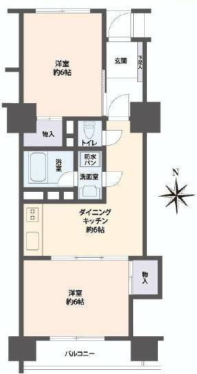 Floor plan. 2DK, Price 23.8 million yen, Footprint 41.6 sq m , Balcony area 4.4 sq m