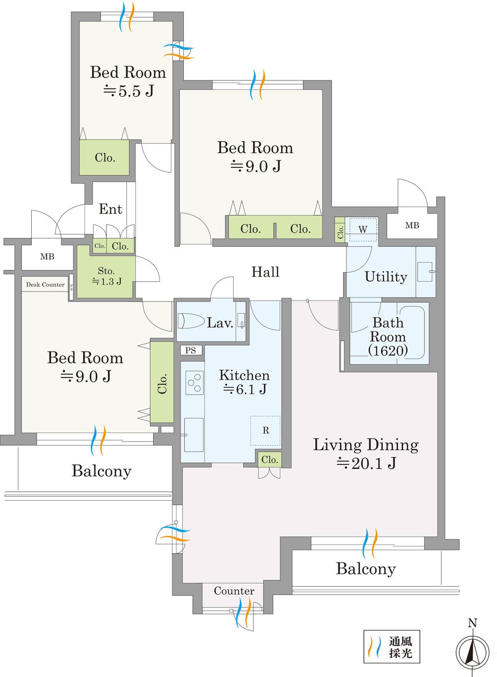 Floor plan. 3LDK, Price 74,900,000 yen, Footprint 116.05 sq m , Come true precisely because large dwelling units of the balcony area 11.22 sq m about 116 sq m, Is a floor plan of the room.