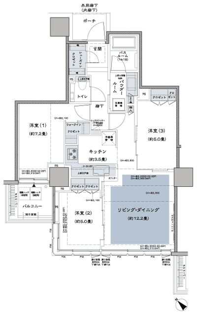 Floor: 3LD ・ K + WIC (walk-in closet) + SIC (shoes closet), the occupied area: 72.25 sq m, Price: TBD