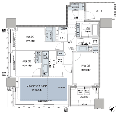 Floor: 3LD ・ K + WIC (walk-in closet) + SIC (shoes closet), the occupied area: 76.72 sq m, Price: TBD