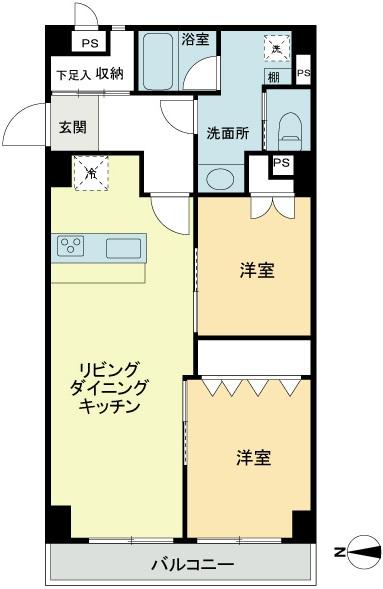 Floor plan. 2LDK + S (storeroom), Price 32,800,000 yen, Footprint 55.7 sq m , Balcony area 5.5 sq m
