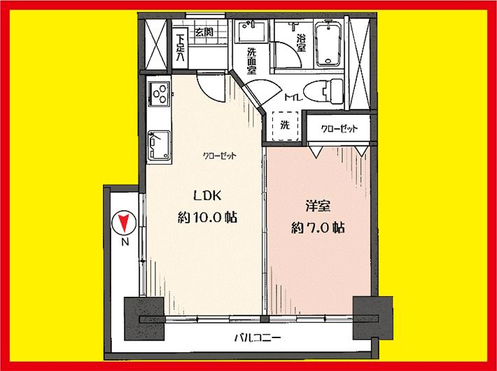 Floor plan. 1LDK, Price 22,800,000 yen, Occupied area 40.12 sq m , Balcony area 9.91 sq m