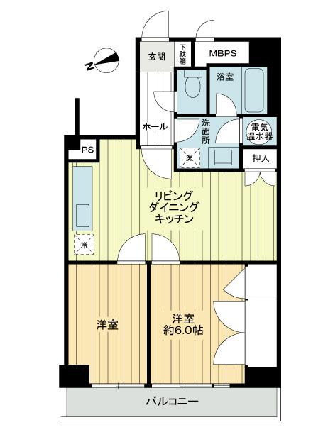 Floor plan. 2LDK, Price 22,800,000 yen, Occupied area 49.96 sq m , Balcony area 5.39 sq m