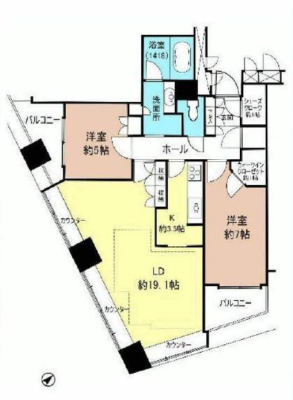 Floor plan. 2LDK, Price 65,400,000 yen, Occupied area 78.24 sq m , Balcony area 8.19 sq m 17 floor ・ Exposure to the sun, View, Ventilation is good dwelling unit.