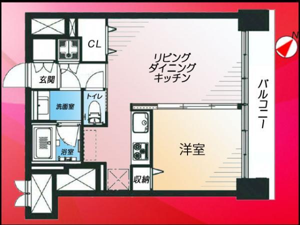 Floor plan. 1LDK, Price 22,800,000 yen, Occupied area 43.71 sq m , Balcony area 6.03 sq m
