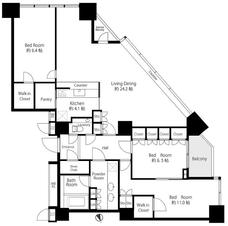 Floor plan. 3LDK, Price 200 million 58.5 million yen, Footprint 129.45 sq m , Balcony area 4.72 sq m