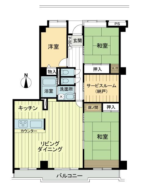 Floor plan. 3LDK + S (storeroom), Price 67,800,000 yen, Footprint 119.23 sq m , Balcony area 10.6 sq m