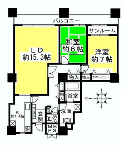 Floor plan. 2LDK, Price 43,800,000 yen, Occupied area 82.09 sq m , Balcony area 9.1 sq m