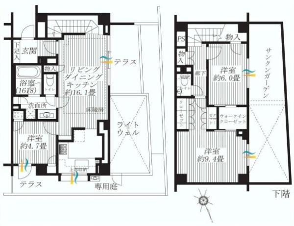 Floor plan. 3LDK, Price 64,800,000 yen, Occupied area 97.66 sq m , Balcony area 13.86 sq m